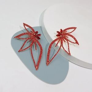 Elegant Red Crystal Flower Earrings